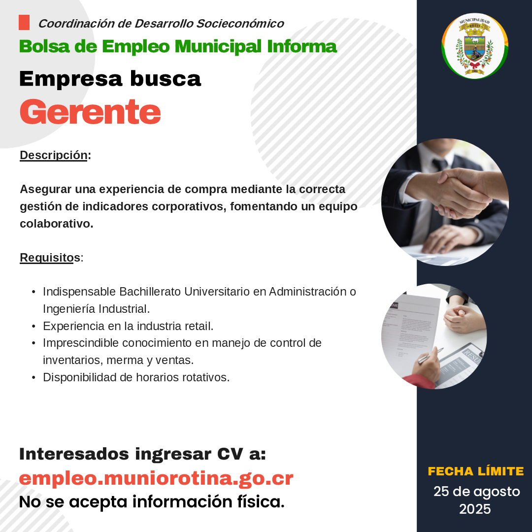 SE BUSCA GERENTE DE TIENDA